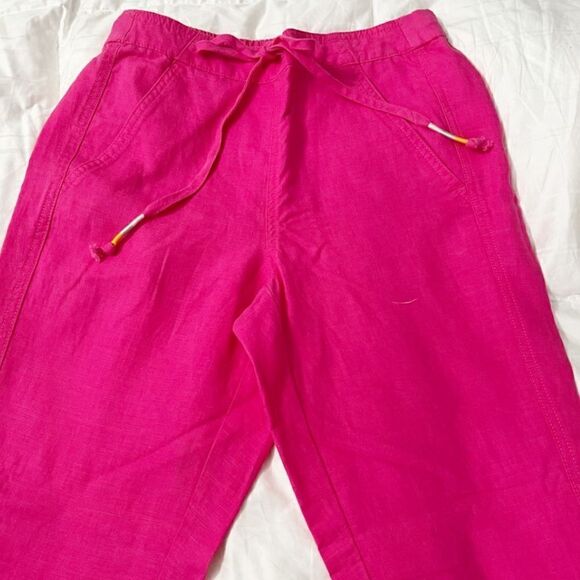 J crew Linen wide leg elastic drawstring ankle pants in fuchsia- EUC XXS - Picture 2 of 11